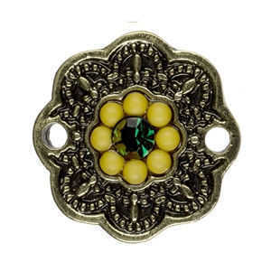 Metal Connector Charm - Antique Gold Flower x 16mmm