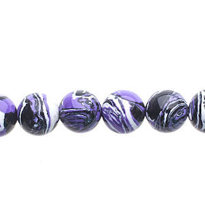 Global Chic Round Gemstone Beads - Abstract Purple and Black x 8mm
