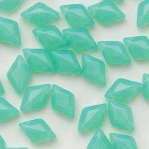 Czech Glass Gemduo Beads - Green Aqua Opal 8x5mm
