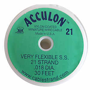 Acculon Tigertail Stainless Steel Jewelry Wire - 21 Strand .018 ~ 30Ft Roll x Clear