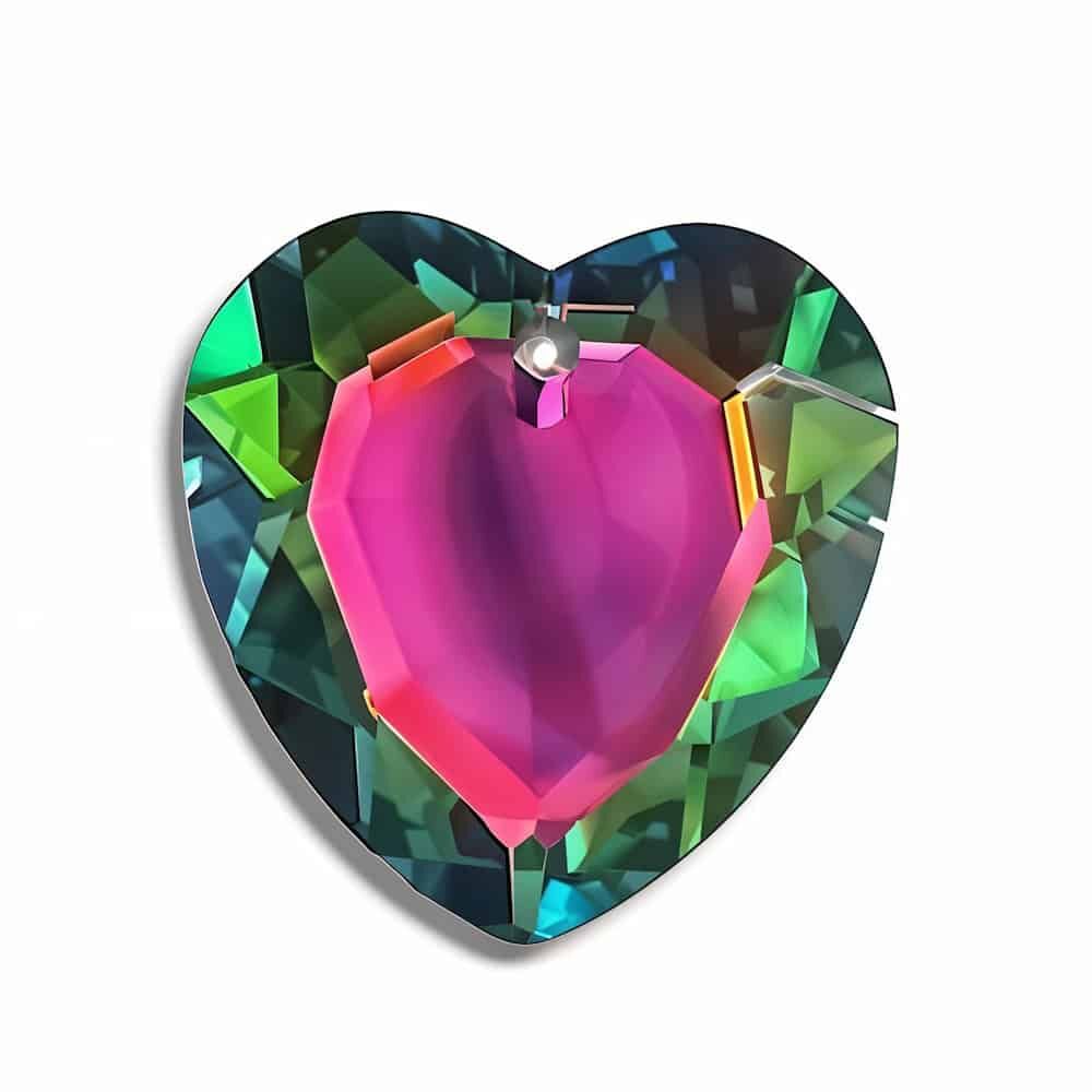 Heart Crystal Pendant - Chromatic Green