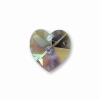 Swarovski Crystal Heart Pendant - Black Diamond AB x 10mm