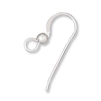 Sterling Silver Earwires - Flat Earring Hooks With 3mm Ball x 1 Pair