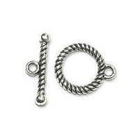 Tibetan Style Antiqued Silver Round Twisted Wire Toggle