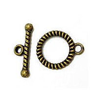 Tibetan Style Antique Bronze Boho Gold Round Twisted Wire Toggle