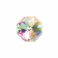 14mm Crystal Ab Preciosa Octagon - Double Hole *Seconds*