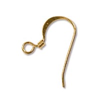 Flat French Earring Hooks ~ Earwires With Coil - Gold Plated x 10 Pairs