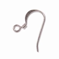 Flat French Earring Hooks Earwires With Coil - Silver Plated x 10 Pairs