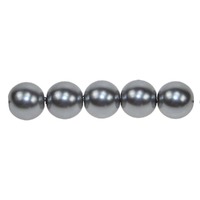 Glass Pearl Beads - 6mm Silver Grey x 20