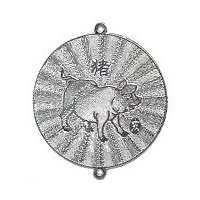 Chinese Horoscope Filigree Craft Charm - Boar x 35mm *Factory Seconds*