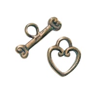 Solid Bali Bronze Toggle Anti Tarnish Ornate Heart