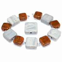 Handmade Lampwork Beads by Ian Williams ~ Caramel Cascade Squares