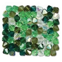 Crystal Bicone Beads - Preciosa Crystal - Evergreen 6mm x 18