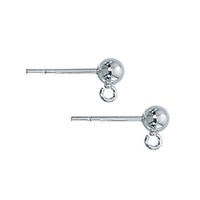 Earring Studs Earring Posts With 4mm Ball - Sterling Silver x 1 Pair