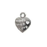 Silver Plated Made With Love Heart Charm