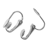 Clip On Earring Findings With Disc - Silver Plated x 1 Pair