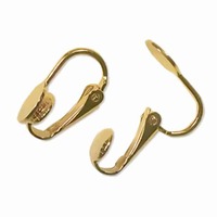 Clip On Earring Findings With Disc - Gold Plated x 1 Pair