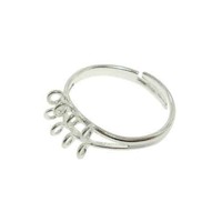 Beadable Ring - Adjustable - Silver Plated x 8 Loops