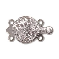 Silver Plated Round Filigree Clasp - 2 Strand
