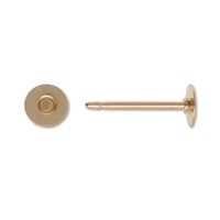 Flat Earring Posts Gold Plated - 6mm x 1 Pair