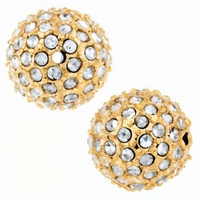 Beadelle Pave Bead - Round - Gold Crystal x 12mm