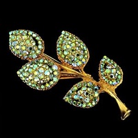 Vintage Brooch Pin - Teardrop Crystal Rhinestone x 80mm