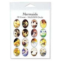 Collage Sheet - Mermaids - Oval 18mm x 25mm