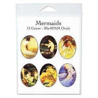 Collage Sheet - Mermaids - Oval 30mm x 40mm