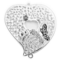 Butterfly Heart Filigree Craft Charm - Style 2