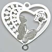 Butterfly Heart Filigree Craft Charm - Style 3