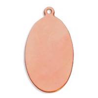 Metal Stamping Blank - 24ga Copper Oval with Ring - 28mm x 16mm