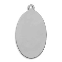 Metal Stamping Blank - 24ga Nickel Silver Oval with Ring - 28mm x 16mm