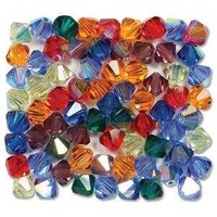 Crystal Bicone Beads - Preciosa Crystal - Rainbow AB 4mm x 36