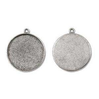 Bezel Pendant Grande Circle Antique Silver - 33mm x 37mm