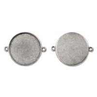 Bezel Pendant - Grande Circle - Antique Silver With Two Rings - 33.5mm x 42mm