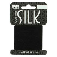 Silk Thread - Pure Silk Bead Thread - Size E Black x 24 Yards