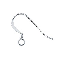 Earwires Flat With 3mm Coil Sterling Silver - 24mm x 1 Pair