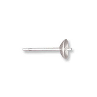 Pearl Cup Earring Posts With Peg - Sterling Silver - 5mm x 1 Pair