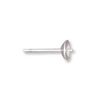 Pearl Cup Earring Posts With Peg Sterling Silver - 5mm x 1 Pair