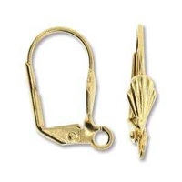 Leverback Earrings With Open Loop Gold Plated - Shell x 1 Pair