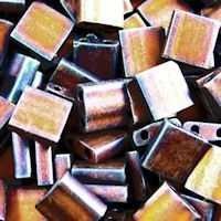 Tila Beads - Miyuki Two Hole Flat Square - Matte Metallic Copper 5mm x 7.2Grams