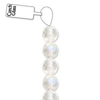 Czech Glass Round Firepolished Beads - Crystal Ab 6mm x 25