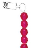 Czech Glass Round Firepolished Beads - Fucshia 6mm x 25