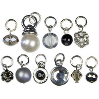 Glass and Metal Charm Dangles - Smoke x 11 Pieces