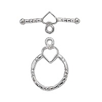 Toggle Clasp Sterling Silver - Round With Heart