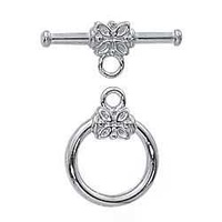 Toggle Clasp Silver Plated - Round Fancy Flower