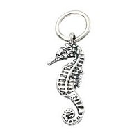 Sterling Silver Charm with Jump Ring - Seahorse x 18mm