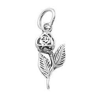 Sterling Silver Charm with Jump Ring - Rose x 20mm