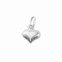 Sterling Silver Charm with Jump Ring - Puffed Heart 8mm