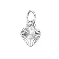 Sterling Silver Charm with Jump Ring - Diamond Cut Heart 9x6mm - Factory Seconds
